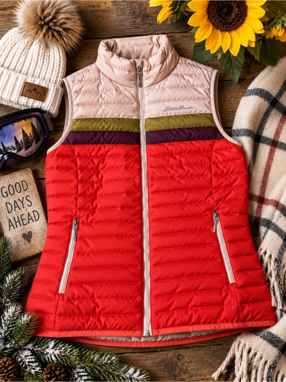 Eddie Bauer EB650 Down Puffer Vest | Colorblock | XS